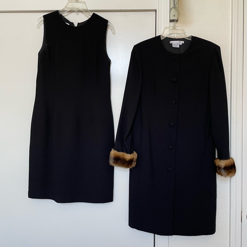 Coat dress set with fur cuff sleeves on coat, size 6, like new